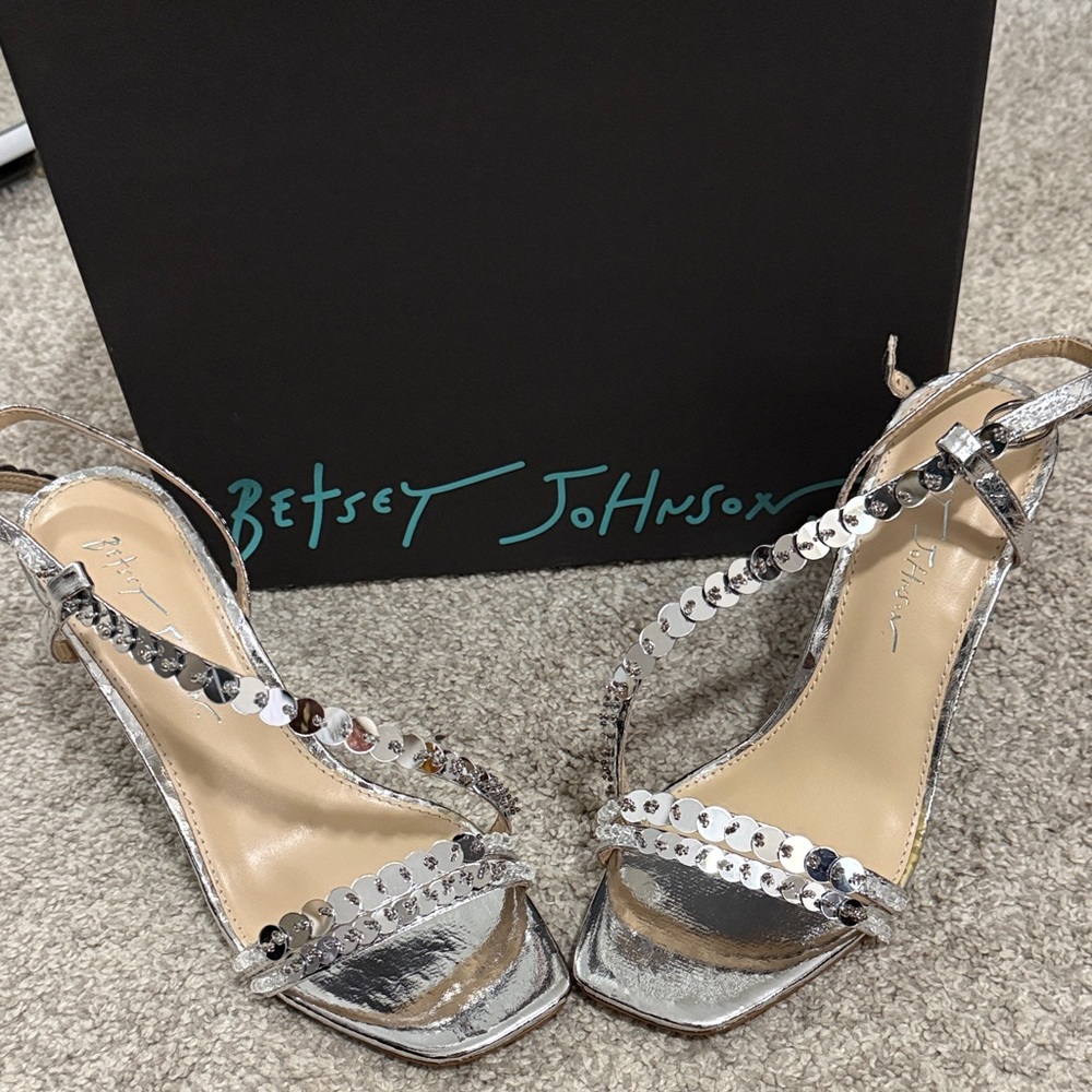 Betsey Johnson Silver Sequin Heels